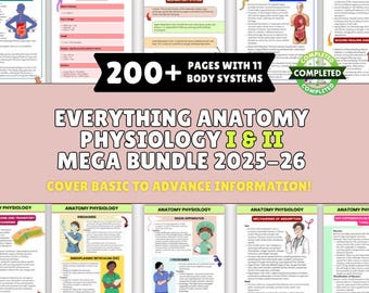 Anatomy & Physiology Study Guide: 200+ Pages, 12 Systems (PDF Download) 2025 Edition