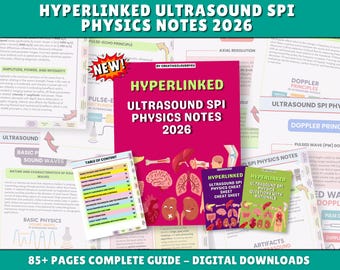 Ultrasound Physics SPI Study Notes, SPI Exam, Physics question, Physics Practice Registry Review, Ultrasound tech, Sonographer Hyperlinked