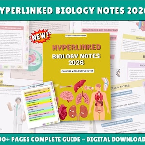 Biology Notes: Ultimate Study Guide, NEW Hyperlinked, 100+ Pages, 10+ Topics 2026 Digital Downloads