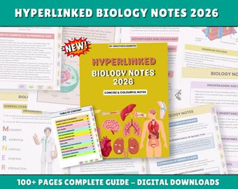 Biologie-Notizen: Ultimativer Lernleitfaden, NEU mit Hyperlink, 100+ Seiten, 10+ Themen 2026 Digitale Downloads
