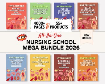 NEW Nursing School Notes Bundle, 4000+ Pages, 55+ Topics, Hyperlinked 2026 (PDF Download)