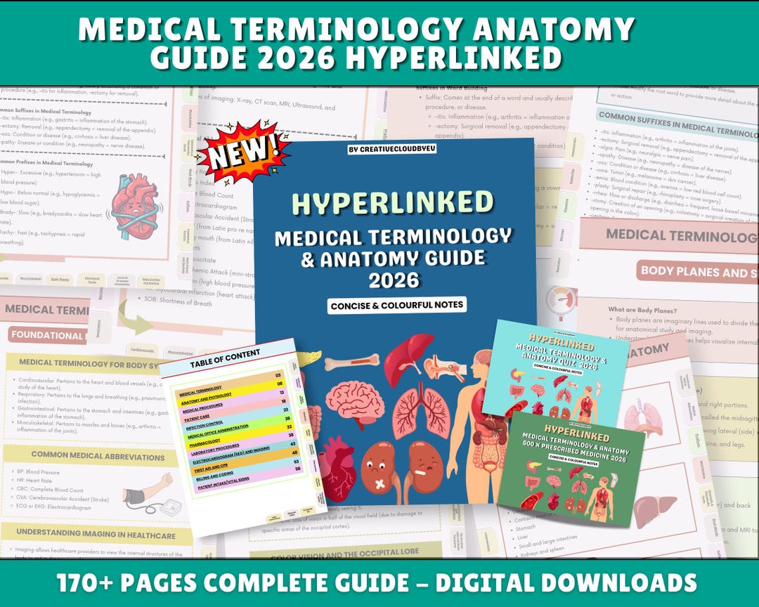 Medical Terminology & Anatomy Study Guide, 30+ Topics, 175+ Pages, 2026 ...