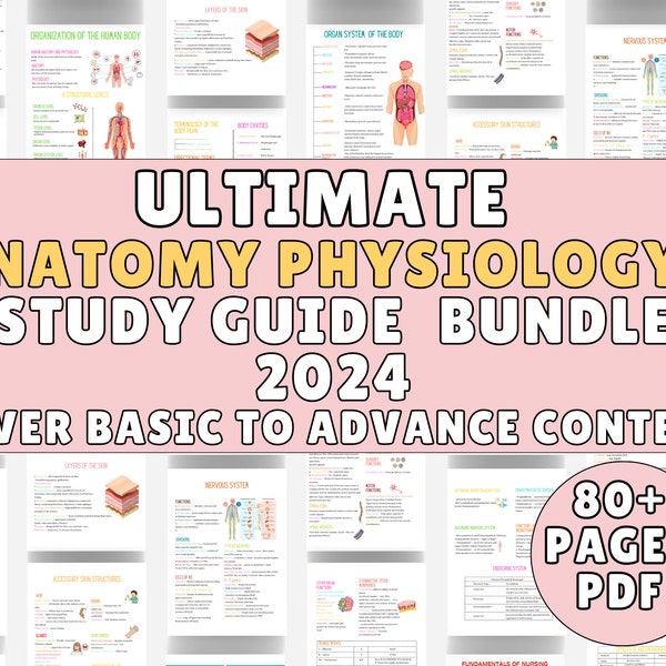 Complete Anatomy and Physiology Nursing 80+ Pages, Anatomy Study Guide, Anatomy Notes, Physiology Notes, Nursing Study Guide,Nursing Bundle