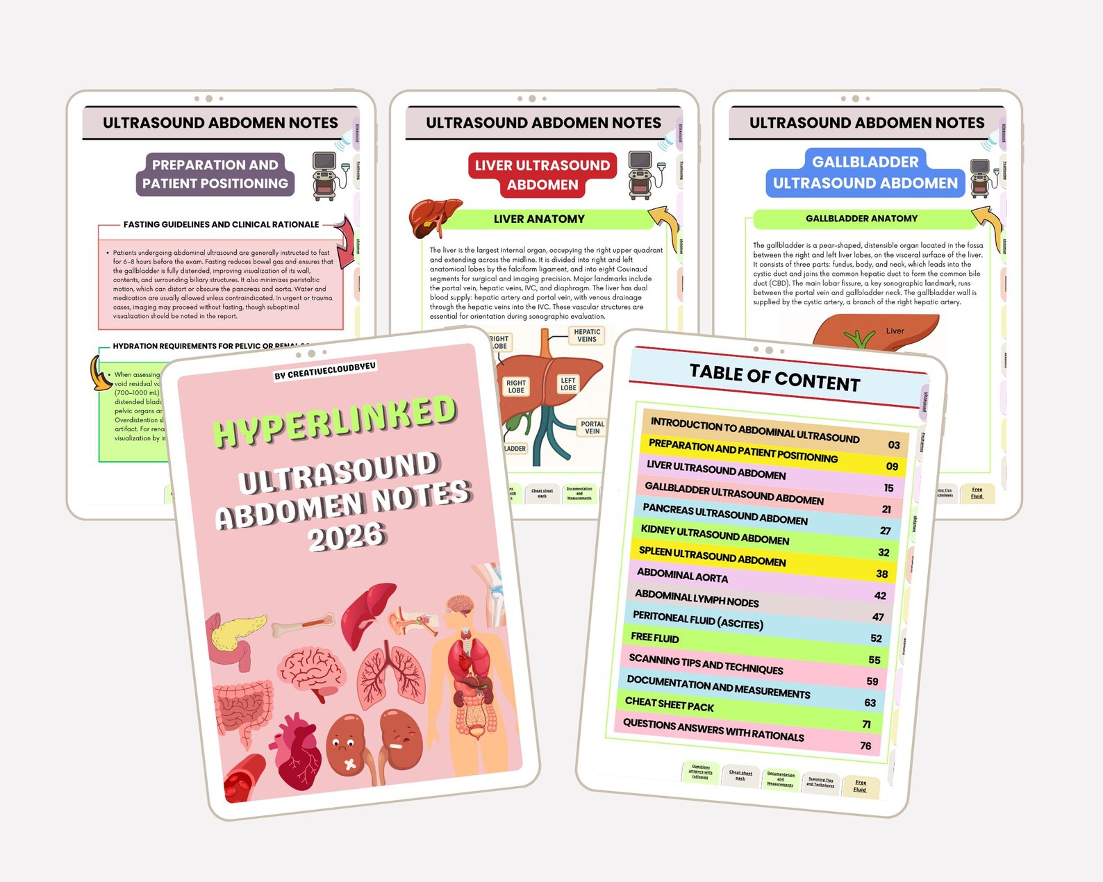 Ultrasound Abdomen Study Notes Bundle: Sonography Student Guide ...