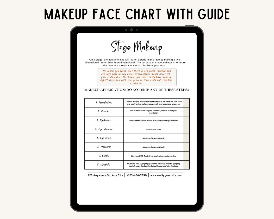 Editable Makeup Face Chart Template: Artist Form (PDF & PNG) - Etsy