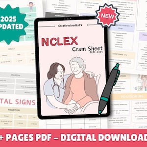 2025 NCLEX Cram Sheet: Nursing Study Guide (Digital Download)