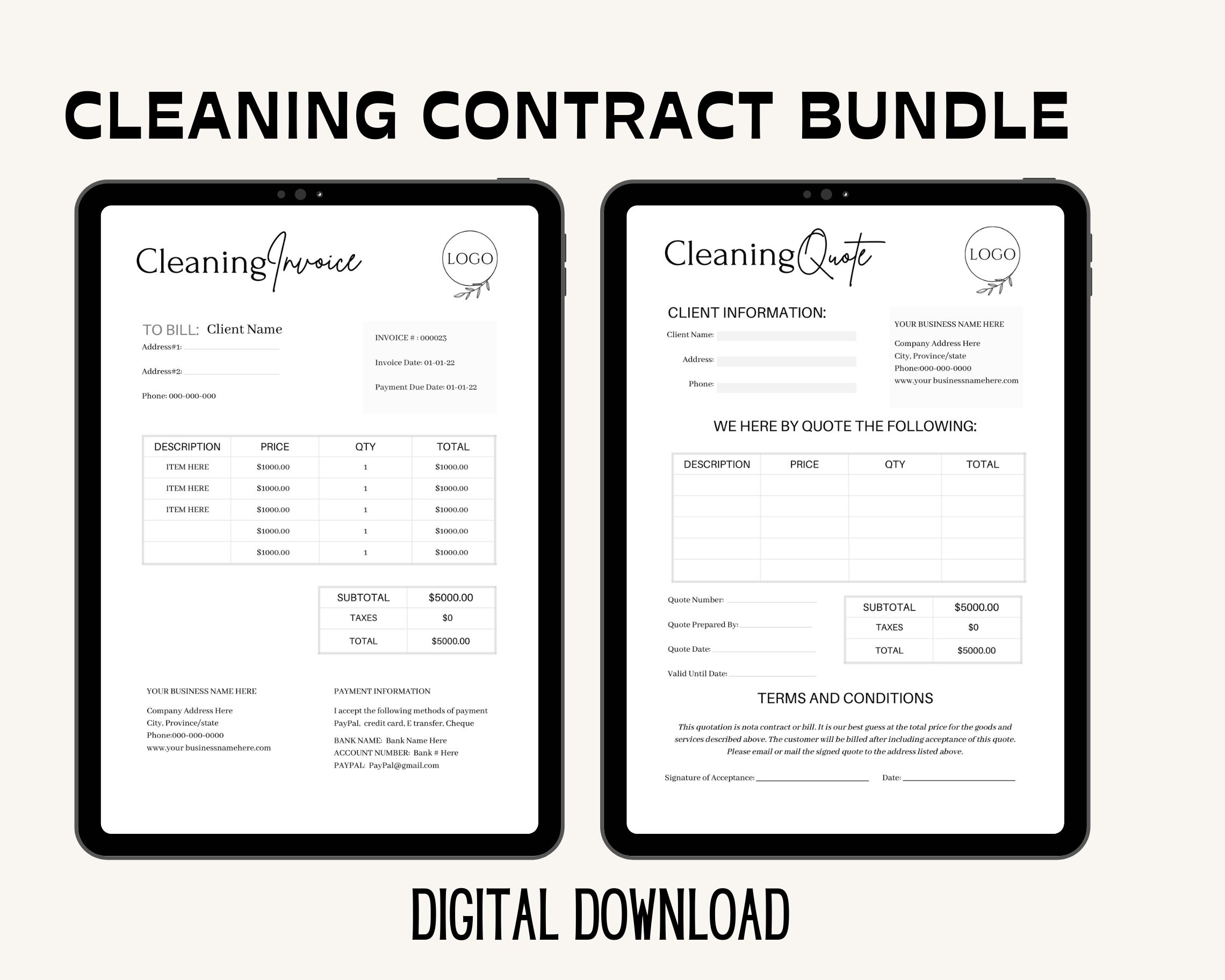 Editable Cleaning Contract Service Bundle Cleaning Agreement Etsy UK
