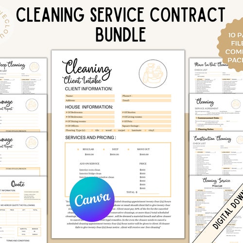 Editable Cleaning Contract Service Bundle Cleaning Agreement Etsy