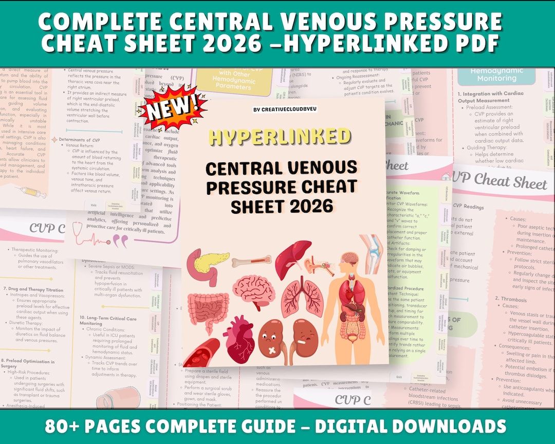 Cvp Checklist.pdf CVP Cheat Sheet, CVICU Nurse Notes, ICU Notes, 80+ Pages, Hyperlinked ...