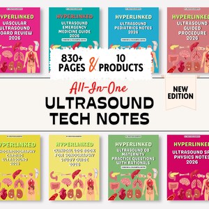 Ultrasound Tech Study Bundle 2026, Sonography Exam Prep, 830+ Pages, 10Topics, Hyperlinked (Digital Download)