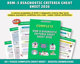 DSM-5 Diagnostic Criteria Cheat Sheet, Therapist Quick Guide (Digital Download)