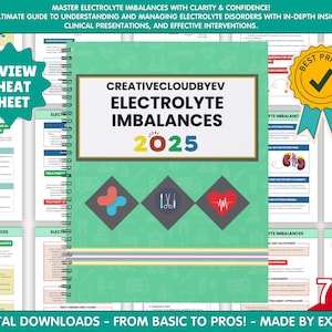 Puede incluir: Una guía de descarga digital para comprender y gestionar los desequilibrios electrolíticos. La portada presenta un fondo verde con una encuadernación en espiral, el título "Desequilibrios electrolíticos 2025" y una marca de verificación verde en un círculo amarillo con la palabra "MEJOR PRECIO".