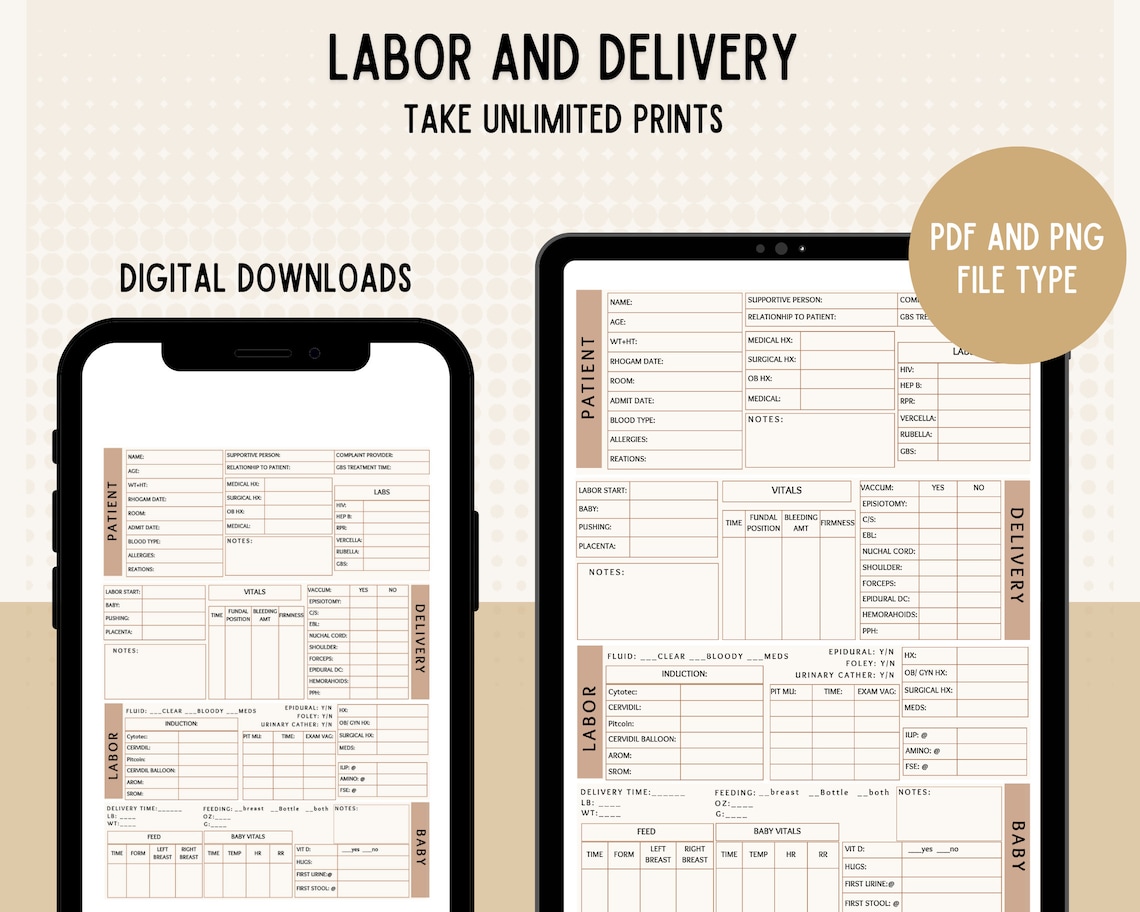 Labor and Delivery Report Sheet Labor Report Sheet Labor - Etsy