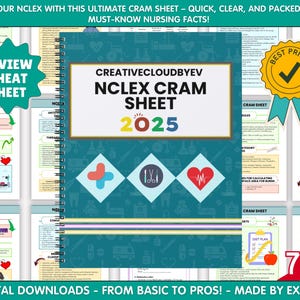 Best Selling Nclex Cram Sheet, Nclex Study Guide, Nursing Notes Nclex, Nclex PN Study Guide, Nursing School, Nursing Students, Nclex 2025