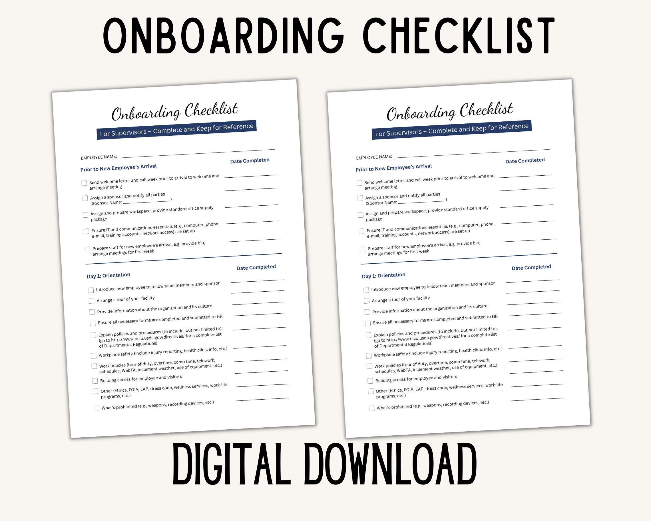 Onboarding Checklist New Hire Checklist Onboarding - Etsy