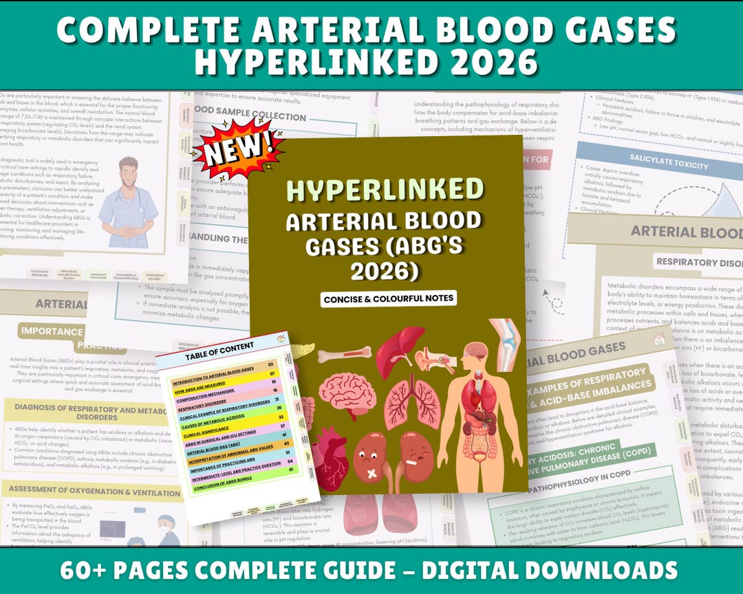 Arterial Blood Gases ABG Study Guide Bundle, Hyperlinked 2026 (digital ...