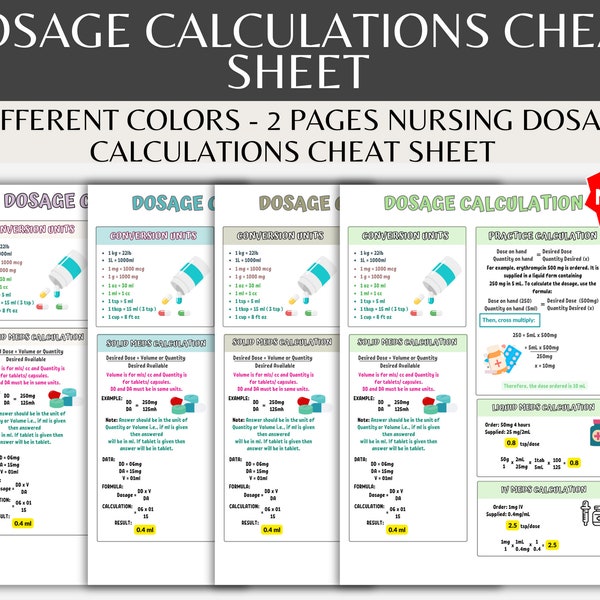 Nursing Dosage Calculations Cheat Sheet, Dosage Calculation Nursing, Nursing Dosage, Med Calculation, Dosage Calcs, Nursing Fundamentals