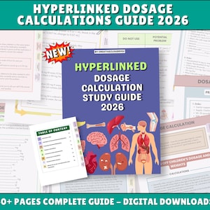 Guide d'étude sur le calcul de la posologie : notes de l'école d'infirmières, VENDUES PLUS DE 500 EXEMPLAIRES NUMÉRIQUES, mise à niveau avec hyperlien 2026 (PDF)