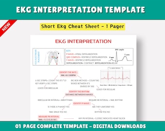 EKG Interpretation Cheat Sheet: Dysrhythmias, ECG Rhythm (Digital Download)