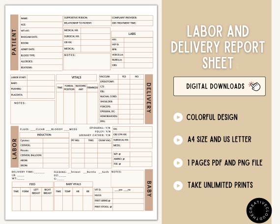 Labor and Delivery Report Sheet Labor Report Sheet Labor - Etsy