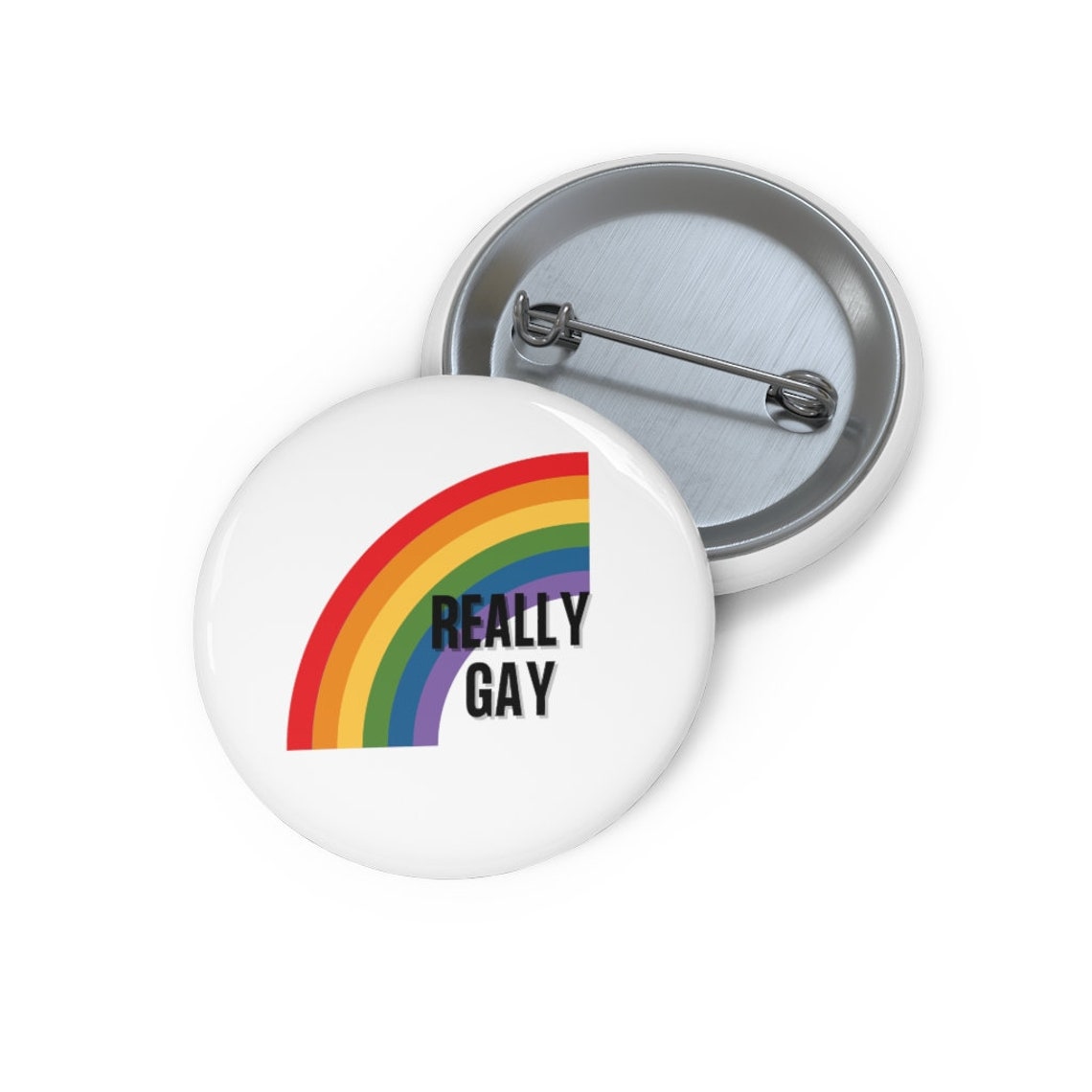 Pride Rainbow Really Gay Pin Button | Etsy
