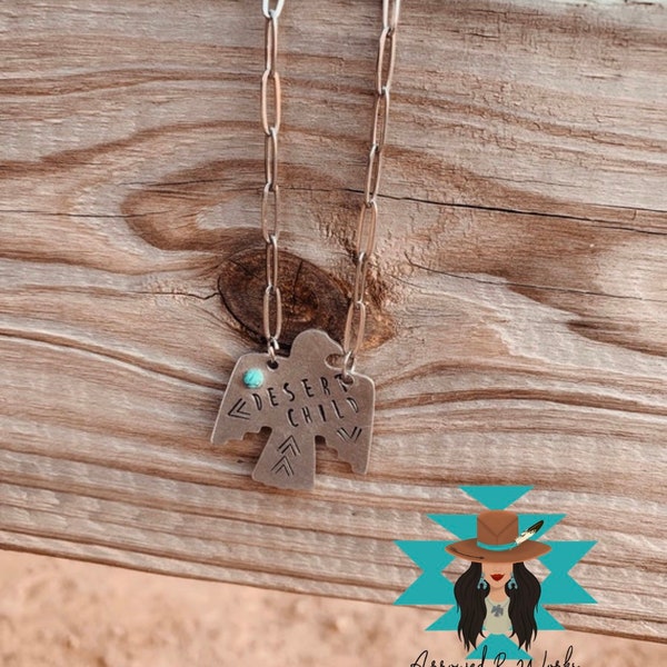 Thunderbird Western Chain Necklace “Desert Child” W/Turquoise