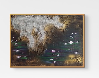 Textured Abstract Painting: Gold & Silver Spray Canvas Art