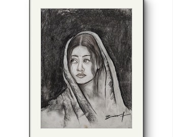 Custom Pencil Portrait, Realistic Hand-Drawn Art from Photo, Gift for her