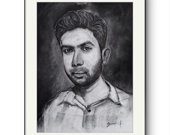 Custom Charcoal Portrait From Photo | Personalized Pencil Sketch | Birthday Gift | Anniversary Gift | Memorial Art