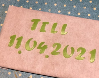 Wax letters and - pay 1 cm light green