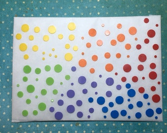 Wax Dots / Circles Confetti Rainbow 77 pcs. 4 different sizes