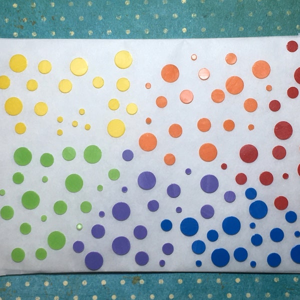 Wachs-Punkte / Kreise Konfetti Regenbogen 77 Stk. 4 verschiedene Größen
