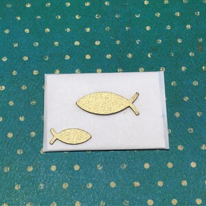 Wachs-Fische 2er Set 1,6cm und  2,4cm großer Fisch gold  matt