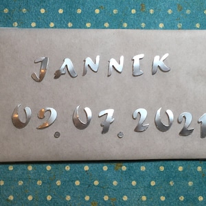 Wax letters and numbers 1 cm silver mirror matt