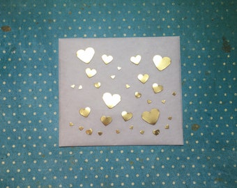Wax hearts different sizes 32 pcs. in SET gold mirror gloss matt