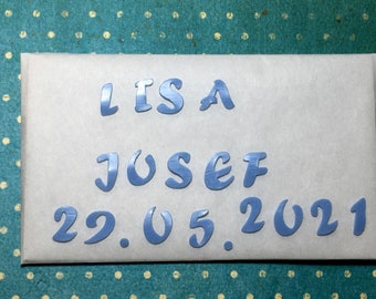 Wax letters and - pay 1 cm light blue