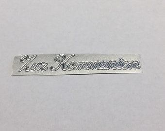 Schriftzug Schreibschrift „Zur Kommunion“ Silber Sticker (kein Wachs)