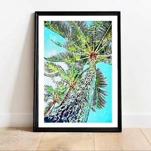 Palm Tree Sketch Art | Tropical Sketch Print | Palm Tree Digital Art
