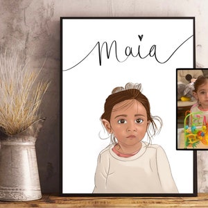 Baby portrait Custom hand drawn illustration portrait from photo family portrait baby portrait gift baby portrait digital portrait nursery