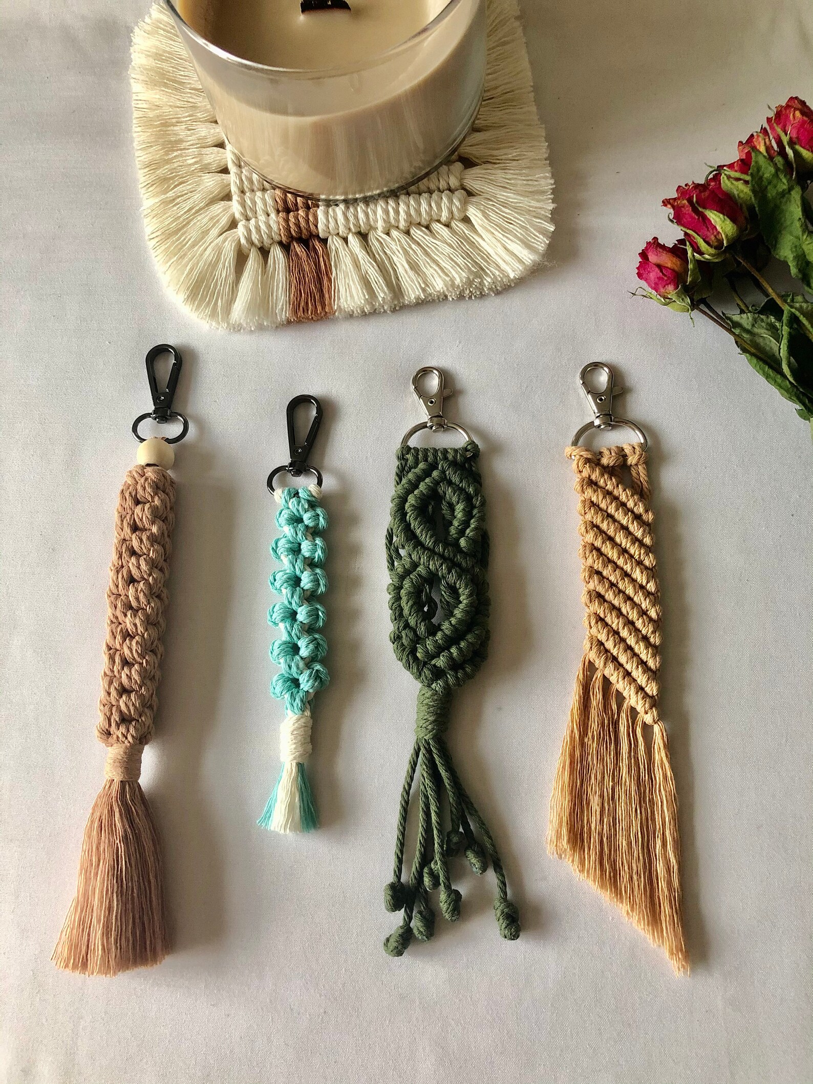Macrame keychain / keyring with swivel snap hook Etsy