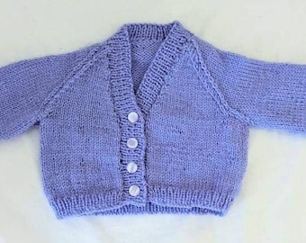 0-3 months: Purple cardigan with personalised name