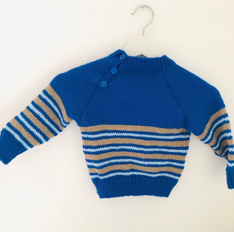 blue striped jumper with personalised name 2 years