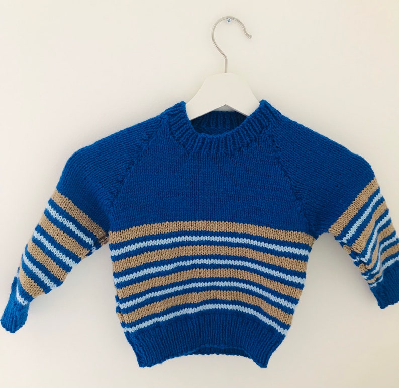 blue striped jumper with personalised name 2 years