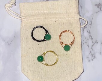 green adventurine wire rings