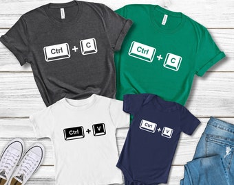 Copy and Paste, Father Son Daughter/Baby Matching Family t-shirts, Ctrl+C Ctrl+V T-shirts, Funny Birthday, Christmas gift for Dad & Son