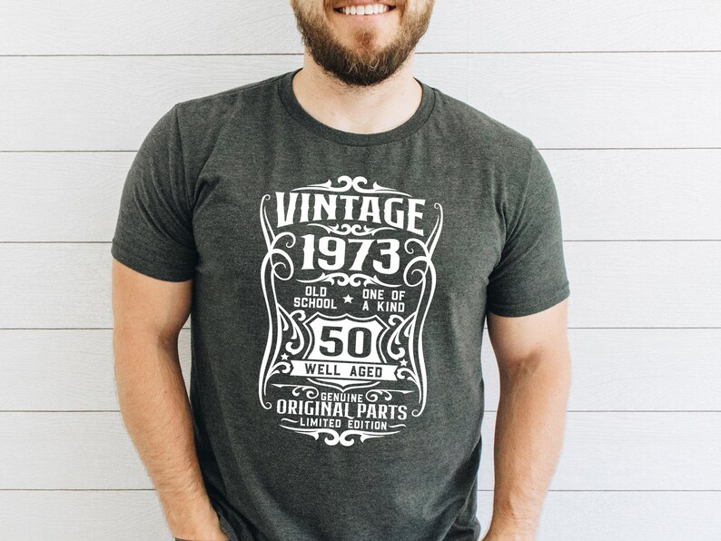 Chemise 50e anniversaire, t-shirt bien vieilli 1973, chemise vintage 1973, chemise avec pièces d'origine, t-shirt en édition limitée, chemise vintage 1973, chemise rétro 1973 image 1