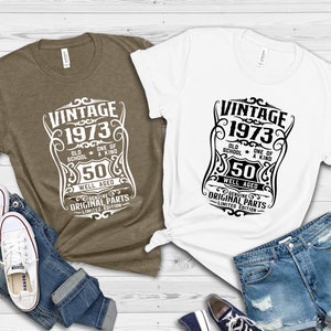 Chemise 50e anniversaire, t-shirt bien vieilli 1973, chemise vintage 1973, chemise avec pièces d'origine, t-shirt en édition limitée, chemise vintage 1973, chemise rétro 1973 image 5