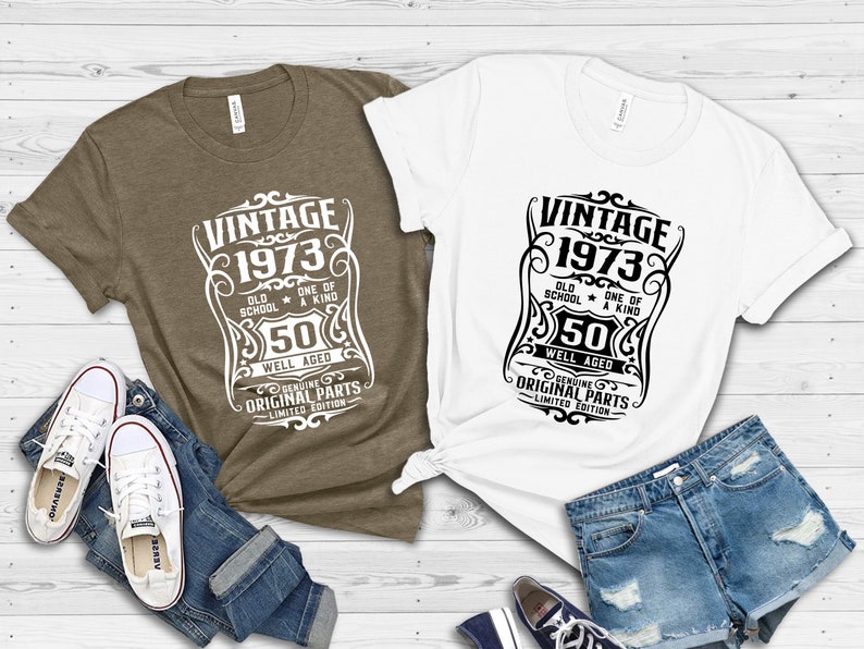 Chemise 50e anniversaire, t-shirt bien vieilli 1973, chemise vintage 1973, chemise avec pièces d'origine, t-shirt en édition limitée, chemise vintage 1973, chemise rétro 1973 image 5