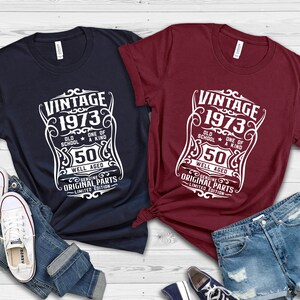 Chemise 50e anniversaire, t-shirt bien vieilli 1973, chemise vintage 1973, chemise avec pièces d'origine, t-shirt en édition limitée, chemise vintage 1973, chemise rétro 1973 image 9