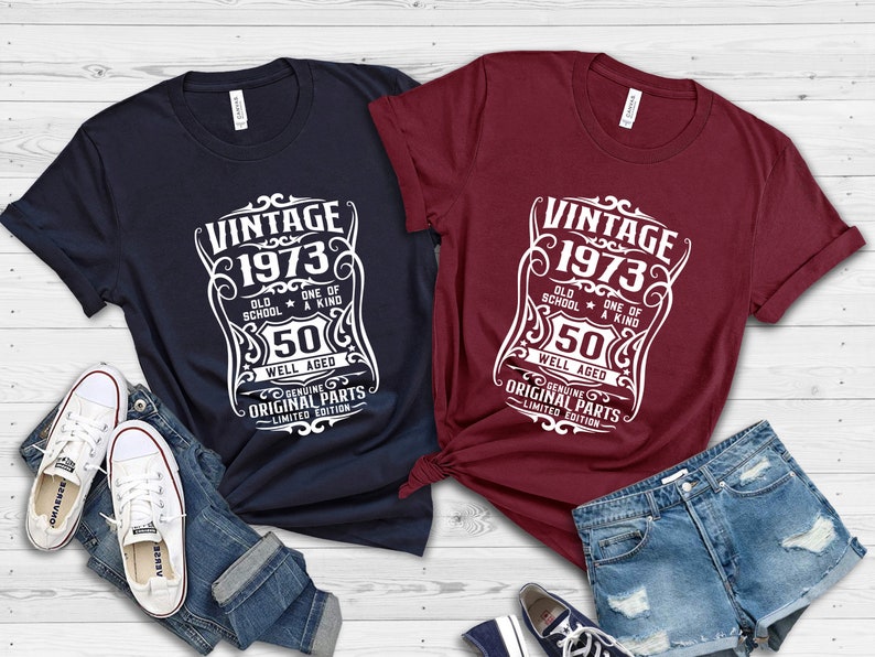 Chemise 50e anniversaire, t-shirt bien vieilli 1973, chemise vintage 1973, chemise avec pièces d'origine, t-shirt en édition limitée, chemise vintage 1973, chemise rétro 1973 image 9